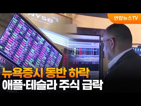 뉴욕증시 동반 하락…애플·테슬라 주식 급락 / 연합뉴스TV (YonhapnewsTV)